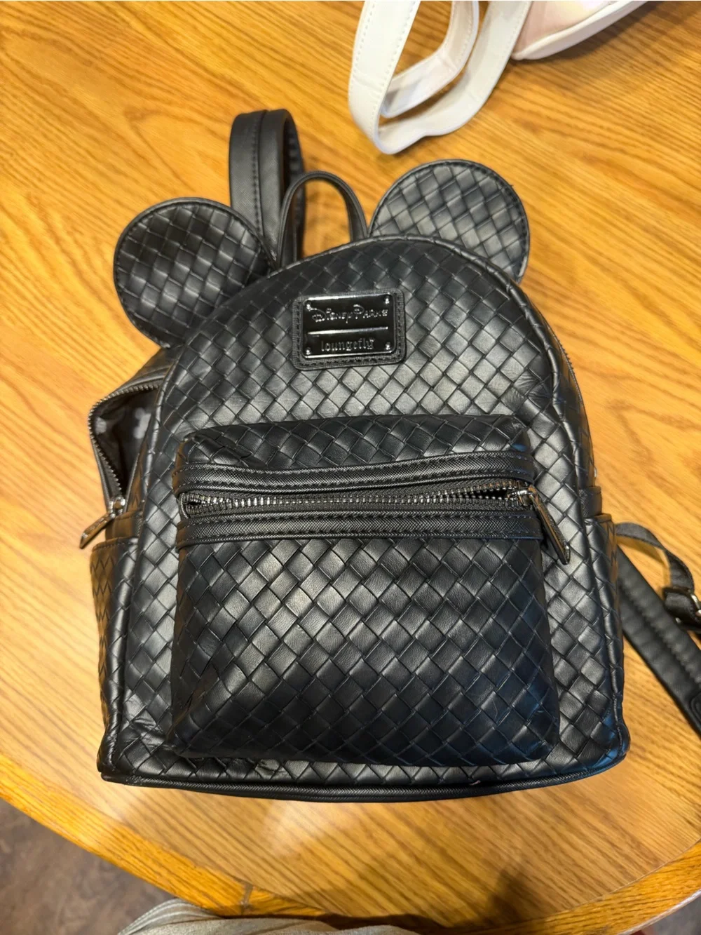 Black Woven Leather Mini Backpack with Ear Detail - Loungefly